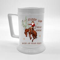 Giddy Up Jingle Horse Pick Up Your Feet Cowboy Santa Cactus Beer Stein