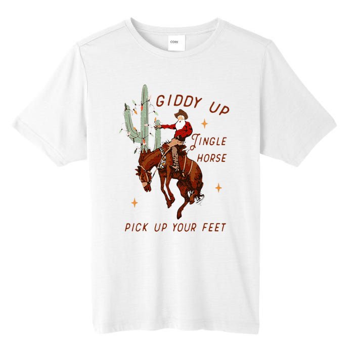 Giddy Up Jingle Horse Pick Up Your Feet Cowboy Santa Cactus Tall Fusion ChromaSoft Performance T-Shirt