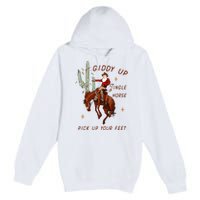 Giddy Up Jingle Horse Pick Up Your Feet Cowboy Santa Cactus Premium Pullover Hoodie