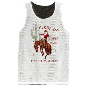 Giddy Up Jingle Horse Pick Up Your Feet Cowboy Santa Cactus Mesh Reversible Basketball Jersey Tank