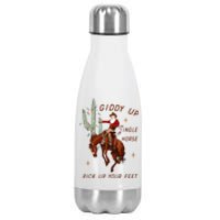 Giddy Up Jingle Horse Pick Up Your Feet Cowboy Santa Cactus Stainless Steel Insulated Water Bottle