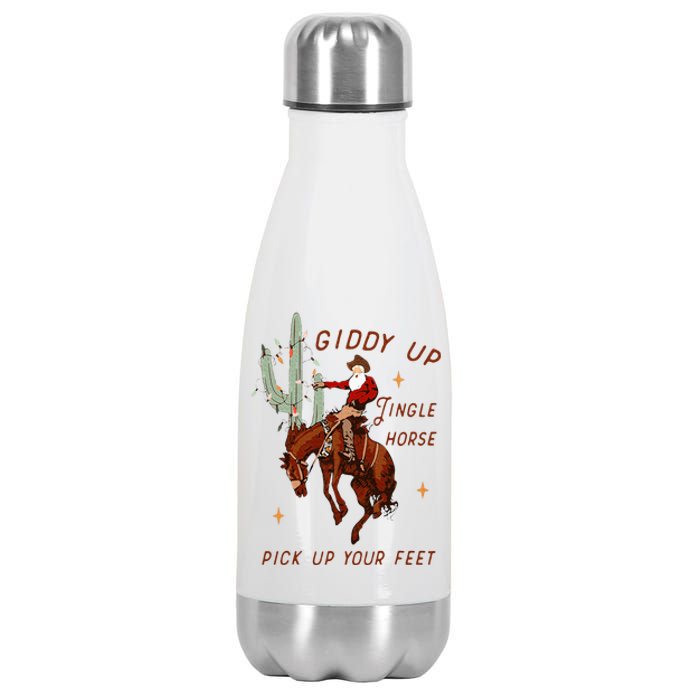 Giddy Up Jingle Horse Pick Up Your Feet Cowboy Santa Cactus Stainless Steel Insulated Water Bottle