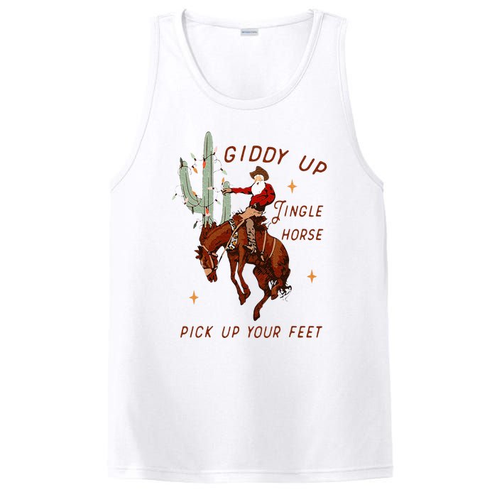 Giddy Up Jingle Horse Pick Up Your Feet Cowboy Santa Cactus PosiCharge Competitor Tank