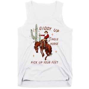 Giddy Up Jingle Horse Pick Up Your Feet Cowboy Santa Cactus Tank Top