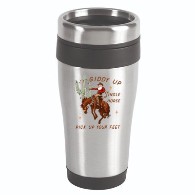Giddy Up Jingle Horse Pick Up Your Feet Cow Santa Xmas 16oz Travel Tumbler