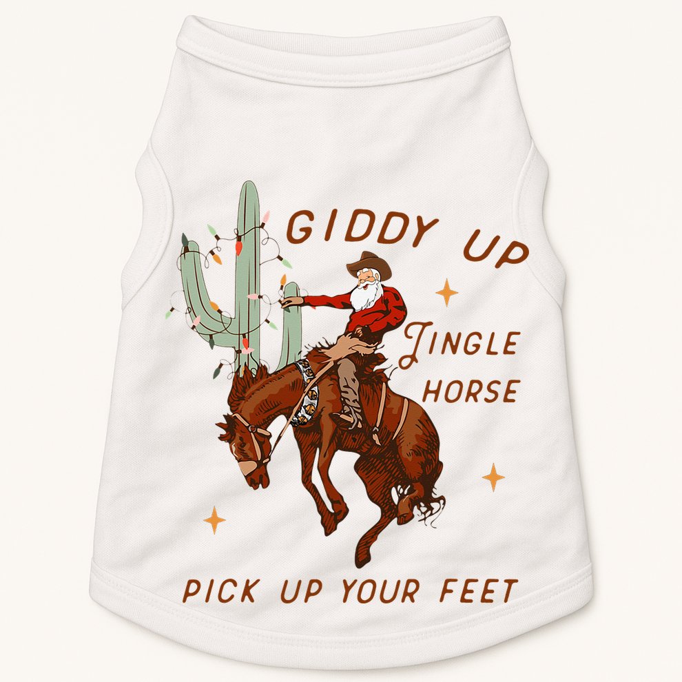 Giddy Up Jingle Horse Pick Up Your Feet Cow Santa Xmas Doggie Tank