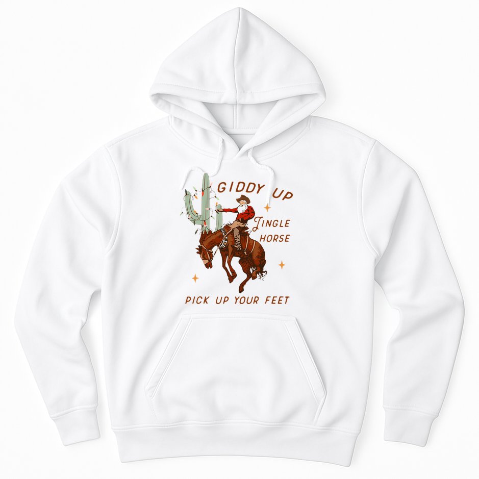 Giddy Up Jingle Horse Pick Up Your Feet Cow Santa Xmas Hoodie