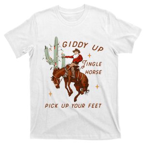 Giddy Up Jingle Horse Pick Up Your Feet Cow Santa Xmas T-Shirt