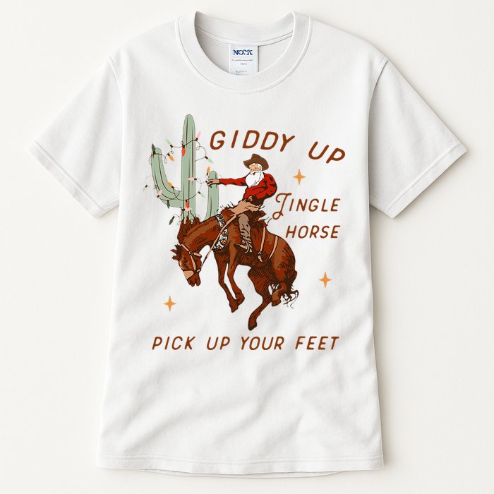 Giddy Up Jingle Horse Pick Up Your Feet Cow Santa Xmas Tall T-Shirt