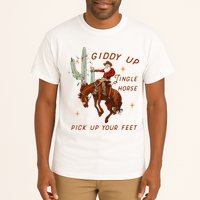 Giddy Up Jingle Horse Pick Up Your Feet Cow Santa Xmas Tall T-Shirt