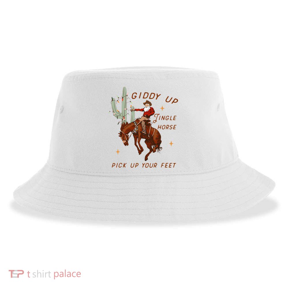 Giddy Up Jingle Horse Pick Up Your Feet Cow Santa Xmas Sustainable Bucket Hat
