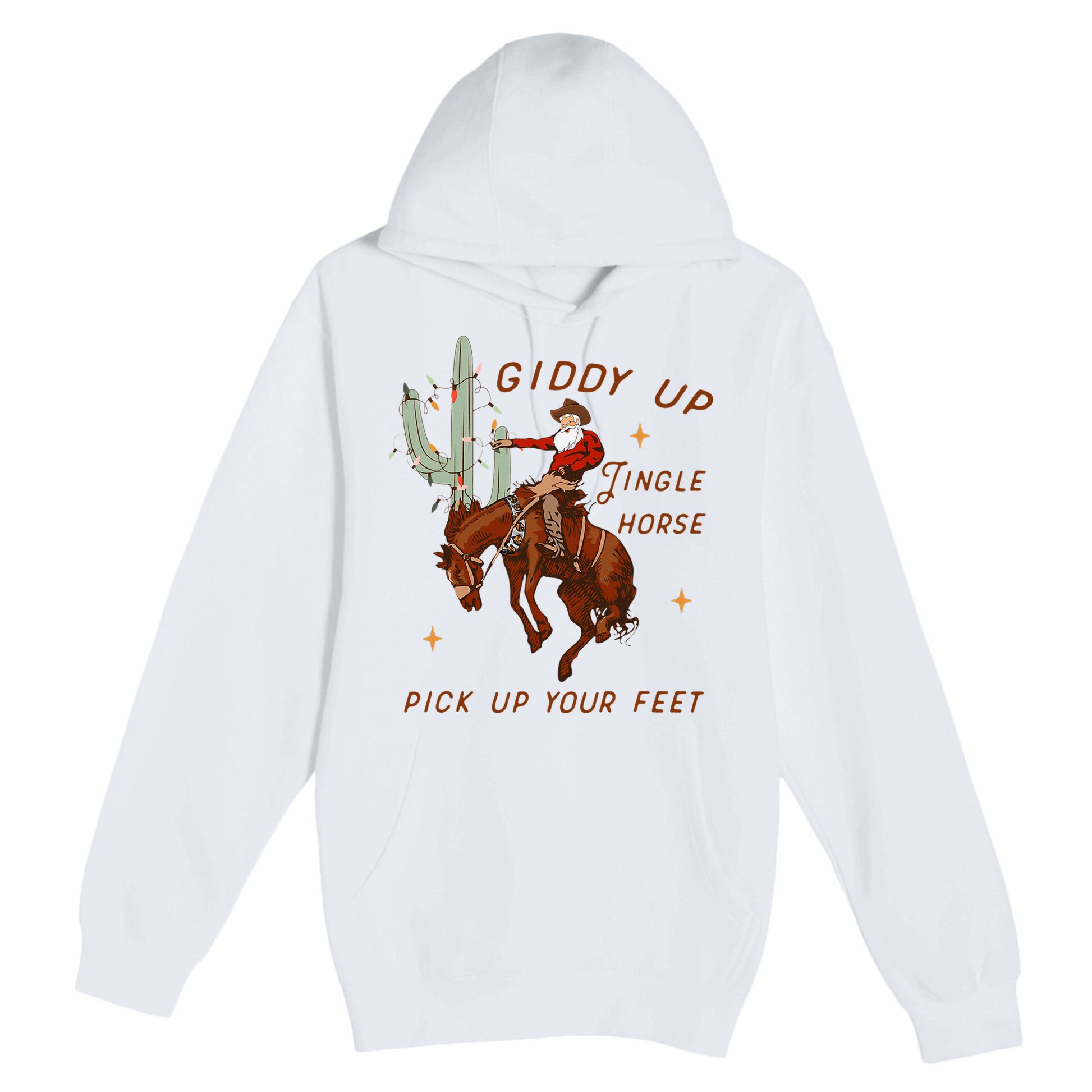 Giddy Up Jingle Horse Pick Up Your Feet Cow Santa Xmas Premium Pullover Hoodie
