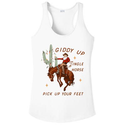 Giddy Up Jingle Horse Pick Up Your Feet Cow Santa Xmas Ladies PosiCharge Competitor Racerback Tank
