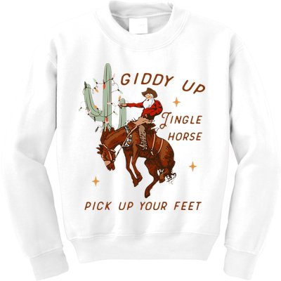 Giddy Up Jingle Horse Pick Up Your Feet Cow Santa Xmas Kids Sweatshirt