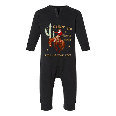 Giddy Up Jingle Horse Pick Up Your Feet Cowboy Santa Cactus Infant Fleece One Piece