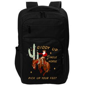 Giddy Up Jingle Horse Pick Up Your Feet Cowboy Santa Cactus Impact Tech Backpack