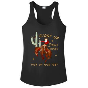 Giddy Up Jingle Horse Pick Up Your Feet Cowboy Santa Cactus Ladies PosiCharge Competitor Racerback Tank