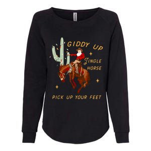 Giddy Up Jingle Horse Pick Up Your Feet Cowboy Santa Cactus Womens California Wash Sweatshirt