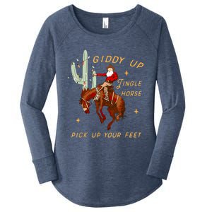 Giddy Up Jingle Horse Pick Up Your Feet Cowboy Santa Cactus Women's Perfect Tri Tunic Long Sleeve Shirt