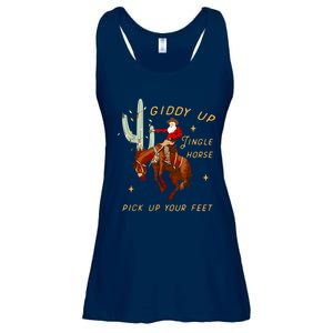 Giddy Up Jingle Horse Pick Up Your Feet Cowboy Santa Cactus Ladies Essential Flowy Tank