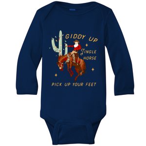 Giddy Up Jingle Horse Pick Up Your Feet Cowboy Santa Cactus Baby Long Sleeve Bodysuit