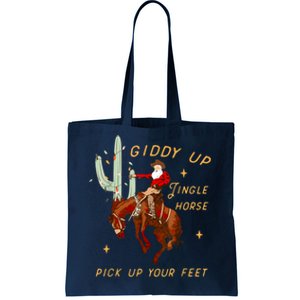 Giddy Up Jingle Horse Pick Up Your Feet Cowboy Santa Cactus Tote Bag