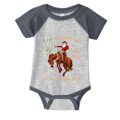 Giddy Up Jingle Horse Pick Up Your Feet Cowboy Santa Cactus Infant Baby Jersey Bodysuit