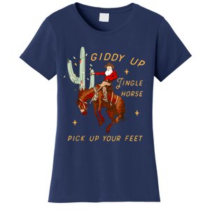 Giddy Up Jingle Horse Pick Up Your Feet Cowboy Santa Cactus Women's T-Shirt