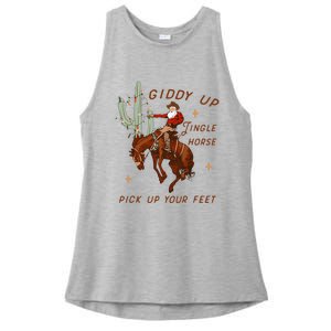 Giddy Up Jingle Horse Pick Up Your Feet Cow Ladies PosiCharge Tri-Blend Wicking Tank