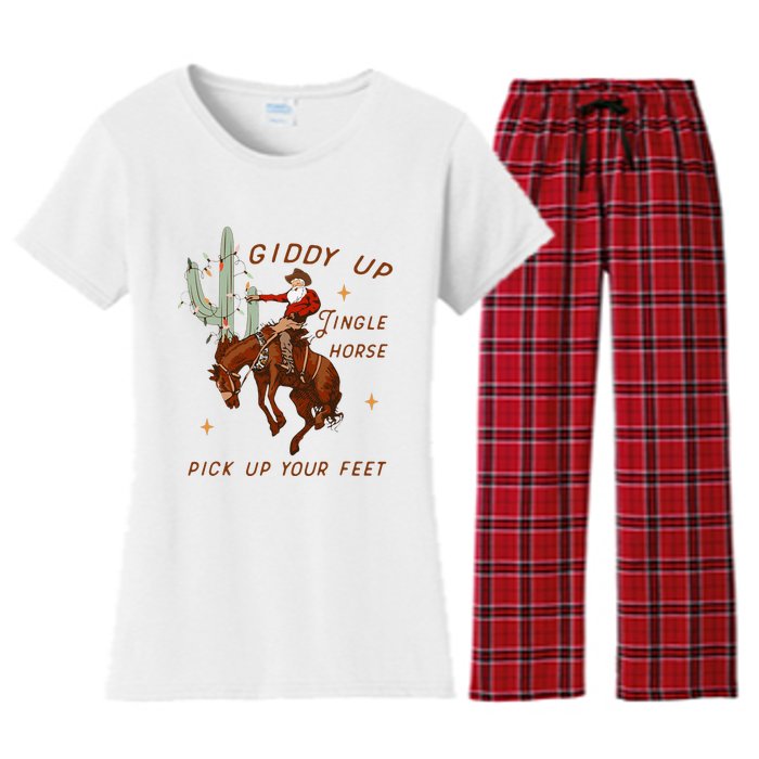 Giddy Up Jingle Horse Pick Up Your Feet Cow Women's Flannel Pajama Set