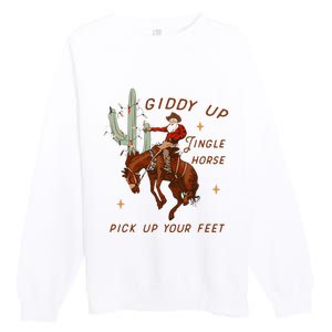 Giddy Up Jingle Horse Pick Up Your Feet Cow Premium Crewneck Sweatshirt