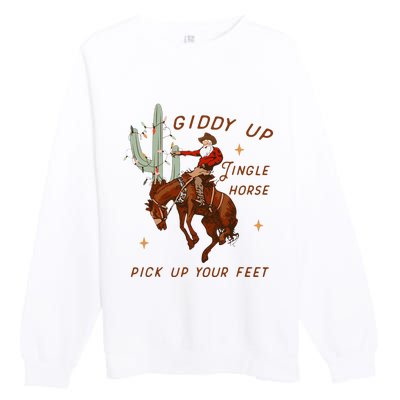 Giddy Up Jingle Horse Pick Up Your Feet Cow Premium Crewneck Sweatshirt