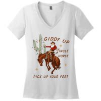 Giddy Up Jingle Horse Pick Up Your Feet Cow Women's V-Neck T-Shirt