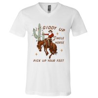 Giddy Up Jingle Horse Pick Up Your Feet Howdy Country V-Neck T-Shirt