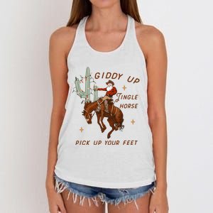 Giddy Up Jingle Horse Pick Up Your Feet Howdy Country Women's Knotted Racerback Tank