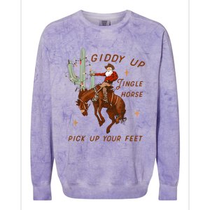 Giddy Up Jingle Horse Pick Up Your Feet Cowboy Santa Xmas Colorblast Crewneck Sweatshirt