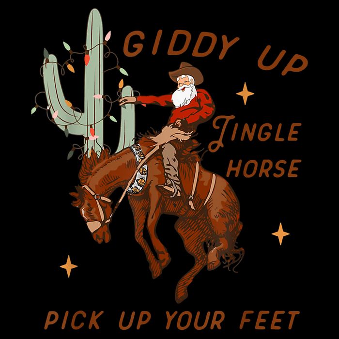 Giddy Up Jingle Horse Pick Up Your Feet Cowboy Santa Xmas Drawstring Bag