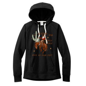 Giddy Up Jingle Horse Pick Up Your Feet Cowboy Santa Xmas Women's Fleece Hoodie