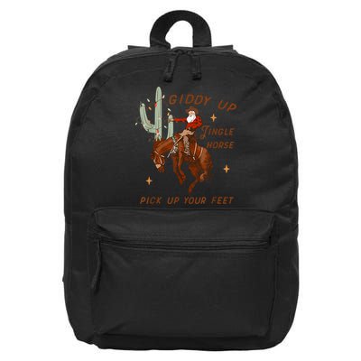 Giddy Up Jingle Horse Pick Up Your Feet Cowboy Santa Xmas 16 in Basic Backpack