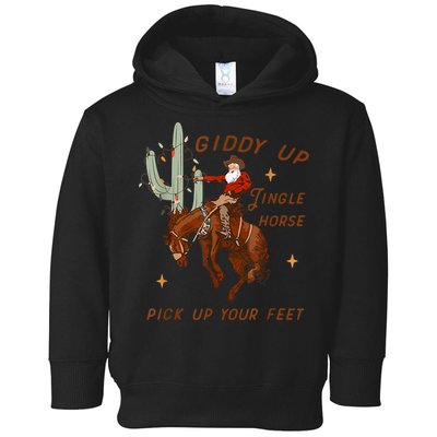 Giddy Up Jingle Horse Pick Up Your Feet Cowboy Santa Xmas Toddler Hoodie