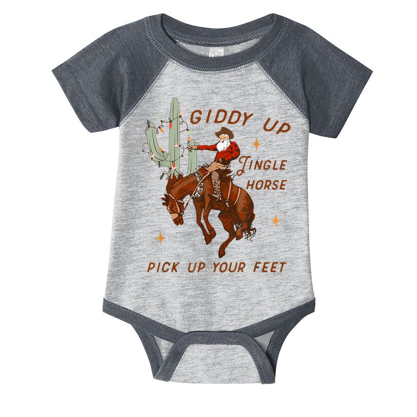 Giddy Up Jingle Horse Pick Up Your Feet Cowboy Santa Xmas Infant Baby Jersey Bodysuit
