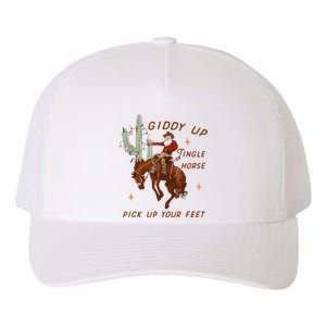 Giddy Up Jingle Horse Pick Up Your Feet Cowboy Santa Xmas Yupoong Adult 5-Panel Trucker Hat