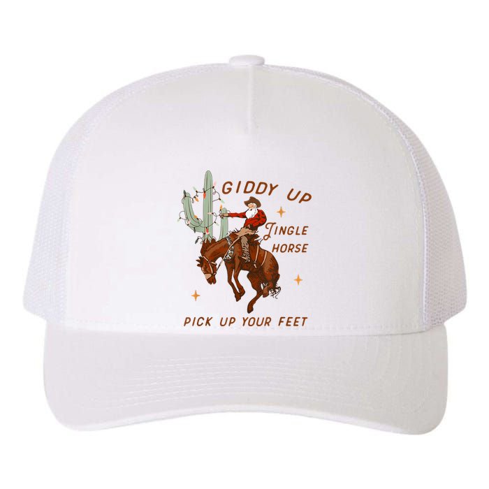 Giddy Up Jingle Horse Pick Up Your Feet Cowboy Santa Xmas Yupoong Adult 5-Panel Trucker Hat