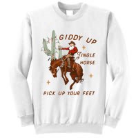 Giddy Up Jingle Horse Pick Up Your Feet Cowboy Santa Xmas Sweatshirt