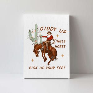 Giddy Up Jingle Horse Pick Up Your Feet Cowboy Santa Xmas Canvas