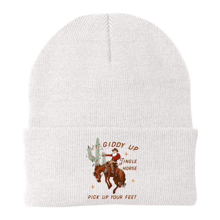 Giddy Up Jingle Horse Pick Up Your Feet Cowboy Santa Xmas Knit Cap Winter Beanie