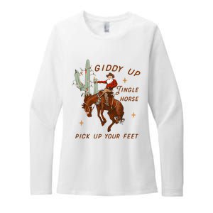 Giddy Up Jingle Horse Pick Up Your Feet Cowboy Santa Xmas Womens CVC Long Sleeve Shirt