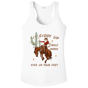 Giddy Up Jingle Horse Pick Up Your Feet Cowboy Santa Xmas Ladies PosiCharge Competitor Racerback Tank