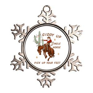 Giddy Up Jingle Horse Pick Up Your Feet Cowboy Santa Xmas Metallic Star Ornament