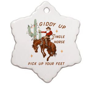 Giddy Up Jingle Horse Pick Up Your Feet Cowboy Santa Xmas Ceramic Star Ornament